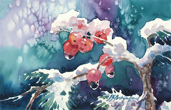 Watercolor Unleashed – Winter Berries in Snow ONLINE