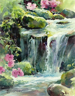 Watercolor Unleashed! WILD ROSES on a ROCKY BANK of LAKE SUPERIOR