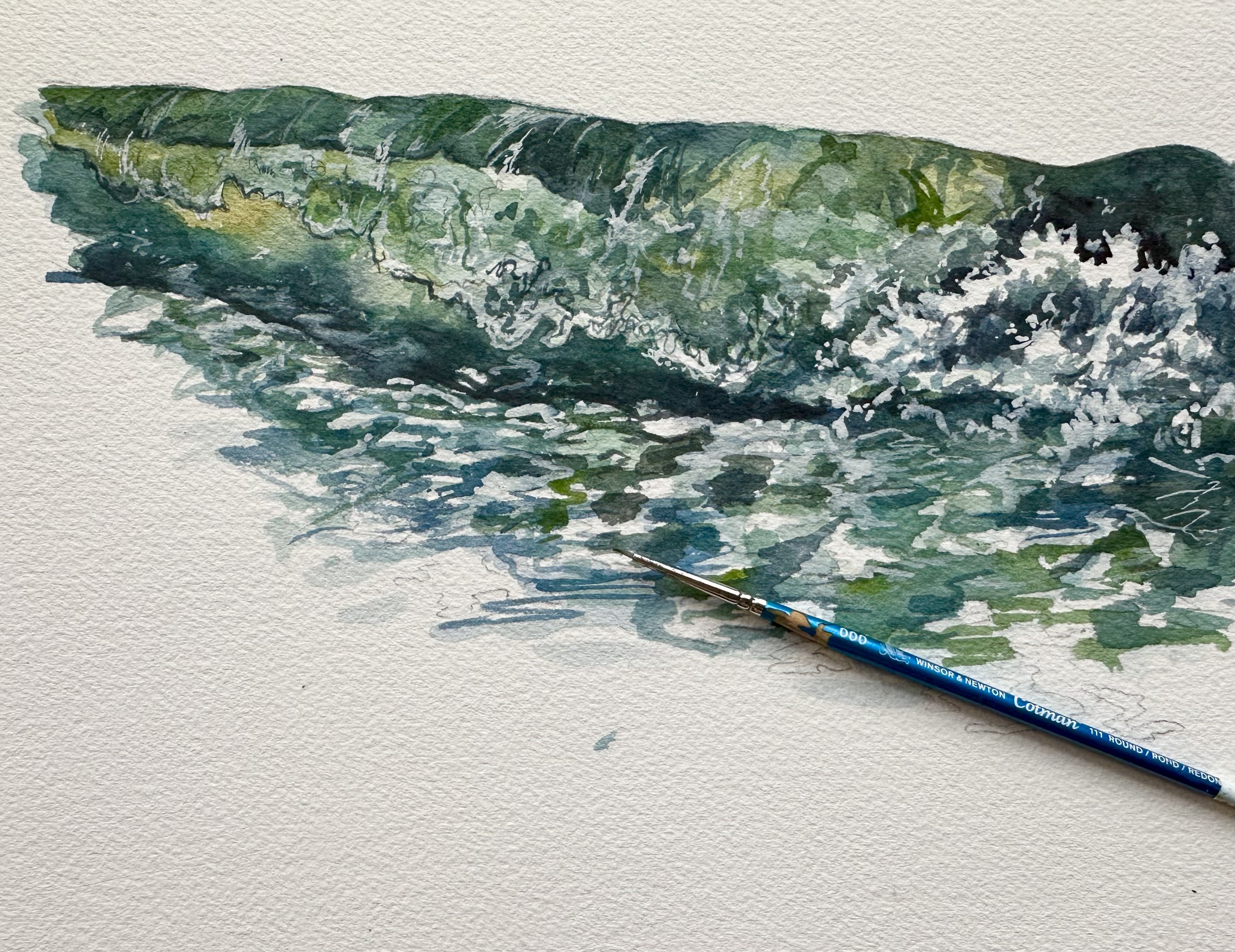 Waves of Water in Watercolor