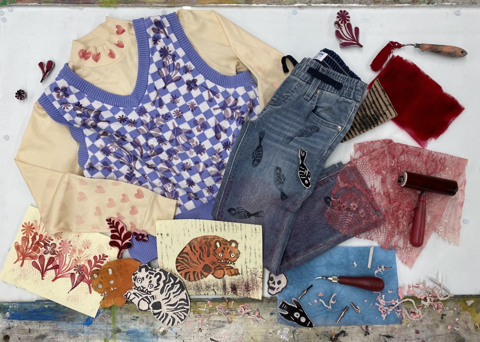 Collage Printing from found Objects